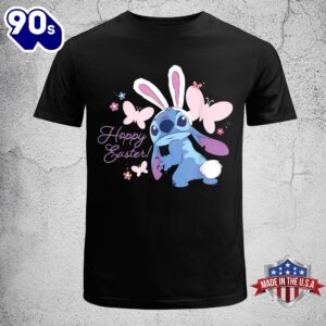 Disney Lilo & Stitch Hoppy Easter Bunny And Butterflies Disney Easter Shirt