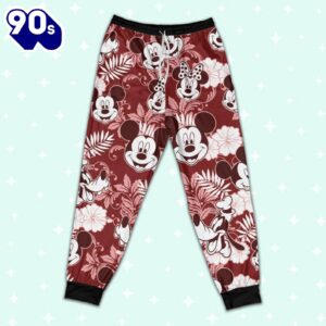 Disney Mickey Minnie Goofy Seamless Summer Tropical Red Style Pajamas Set - Family Disneyland Matching Pajamas Set