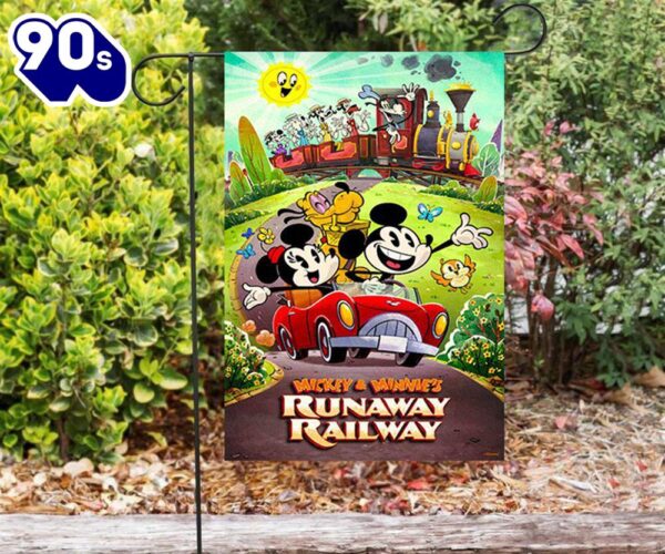 Disney Mickey Minnie Riding Car2 Double Sided Printing Garden Flag Mickey Christmas Flag