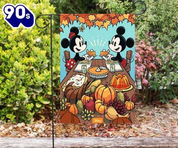 Disney Mickey Minnie Thanks Giving1 Double Sided Printing Garden Flag Mickey Christmas Flag