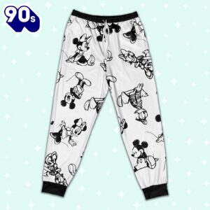 Disney Mickey Mouse and Friends Seamless Sketch Pattern - Family Disneyland Matching Pajamas Set