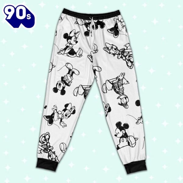 Disney Mickey Mouse and Friends Seamless Sketch Pattern – Family Disneyland Matching Pajamas Set