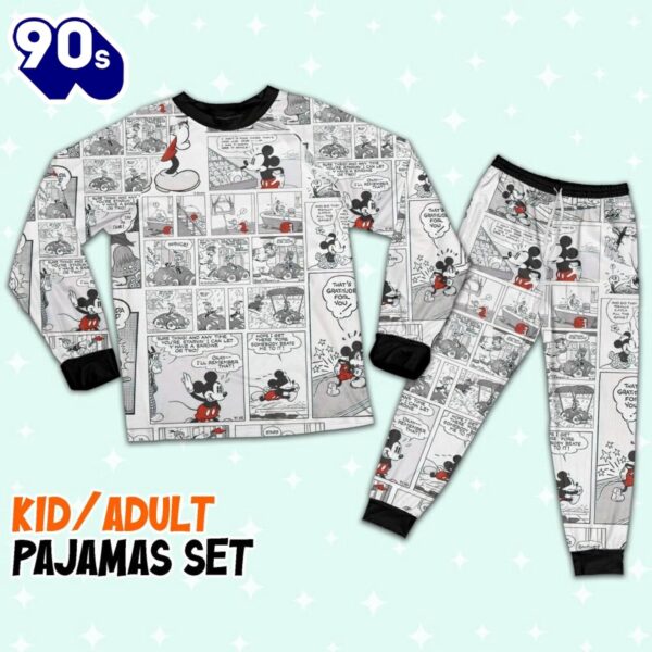 Disney Mickey Mouse Retro Comic Life Style – Family Disneyland Matching Pajamas Set