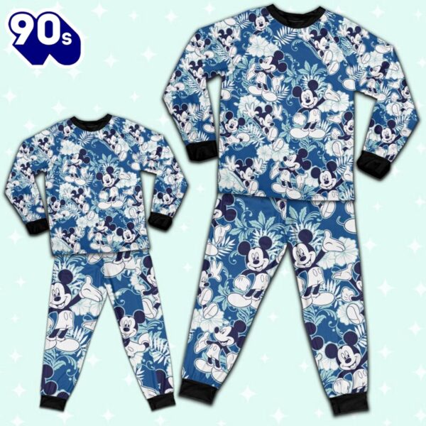 Disney Mickey Mouse Tropical Summer Beach Blue – Family Disneyland Matching Pajamas Set