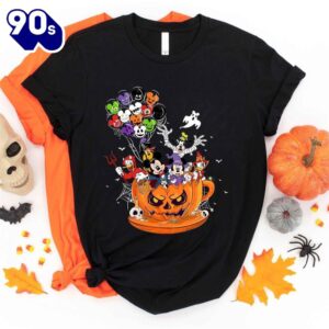 Disney Pumpkin Teacup Halloween Balloon Mickey And Friends Shirt