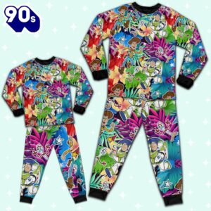 Disney Toy Story Woody Buzz Lightyear Forky Summer Tropical Awesome Pajamas Set - Movie Cartoon Holiday Pajamas