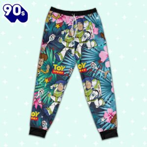 Disney Toy Story Woody Buzz Lightyear Forky Tropical Pattern Pajamas Set - Movie Cartoon Holiday Pajamas