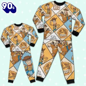 Disney Toy Story Woody Sherif Argyle Let's Ride Pajamas Set - Movie Cartoon Holiday Pajamas