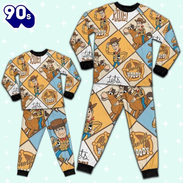 Disney Toy Story Woody Sherif Argyle Let’s Ride Pajamas Set – Movie Cartoon Holiday Pajamas