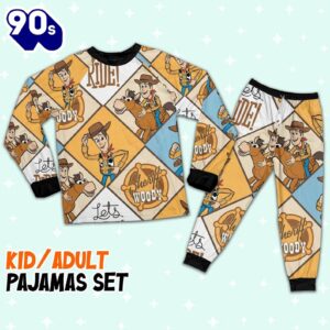 Disney Toy Story Woody Sherif Argyle Let's Ride Pajamas Set - Movie Cartoon Holiday Pajamas