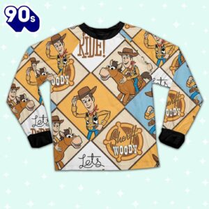 Disney Toy Story Woody Sherif Argyle Let's Ride Pajamas Set - Movie Cartoon Holiday Pajamas