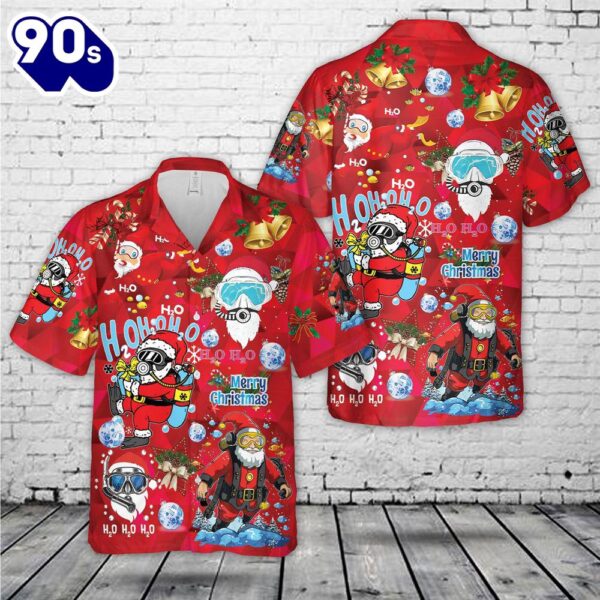 Diving Santa Claus Christmas Hawaiian Shirt