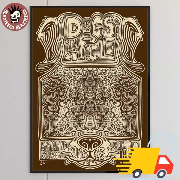 Dogs In A Pile Poster For Show In Cleveland Ohio At Beachland Ballroom On April 9 2025 Canvas