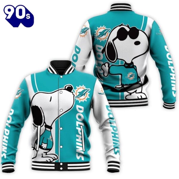 Dolphins Snoopy Lover 3D Printed Baseball Jacket For Men Women