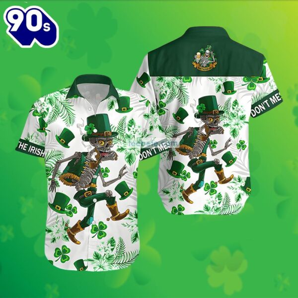 Dont Mess With The Irish Shamrock St Patrick White Hawaiian Print Golf Shirts 2025