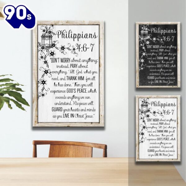 Don’t Worry About Anything Philippians 46-7 Nlt Scripture Canvas Art    Poster Gift Christmas