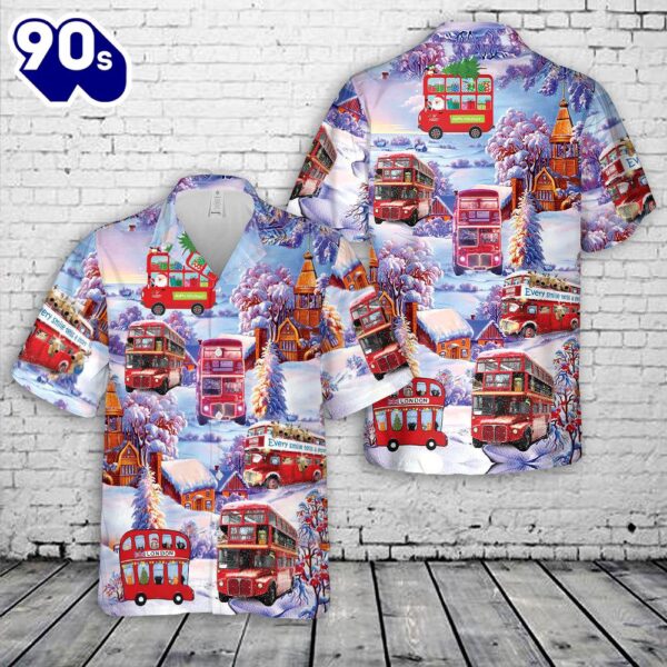 Double Decker Bus Christmas Hawaiian Shirt