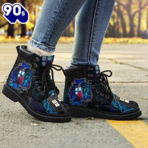 Dr Who Tardis Leather Boots Shoes Funny Gift