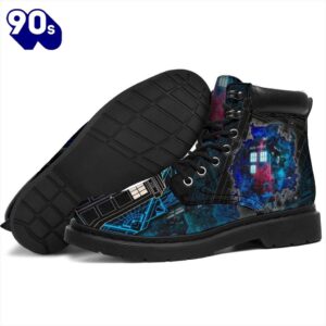 Dr Who Tardis Leather Boots Shoes Funny Gift