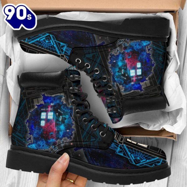 Dr Who Tardis Leather Boots Shoes Funny Gift