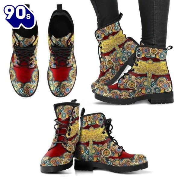 Dragonfly Mandala Women’s Leather Leather Boots