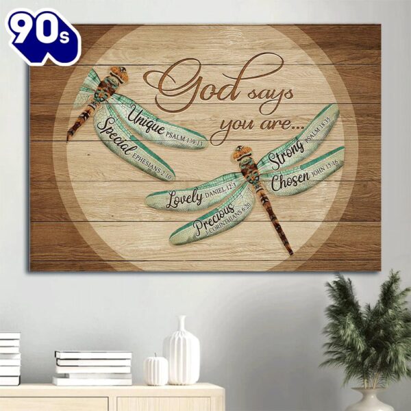 Dragonfly Painting Canvas God Says You Are Canvas Wall Art  Poster Gift Christmas