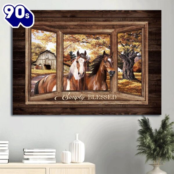 Dream Horse Autumn Forest Sunny Day Window Drawing Canvas Simply Blessed Canvas Wall Art  Poster Gift Christmas