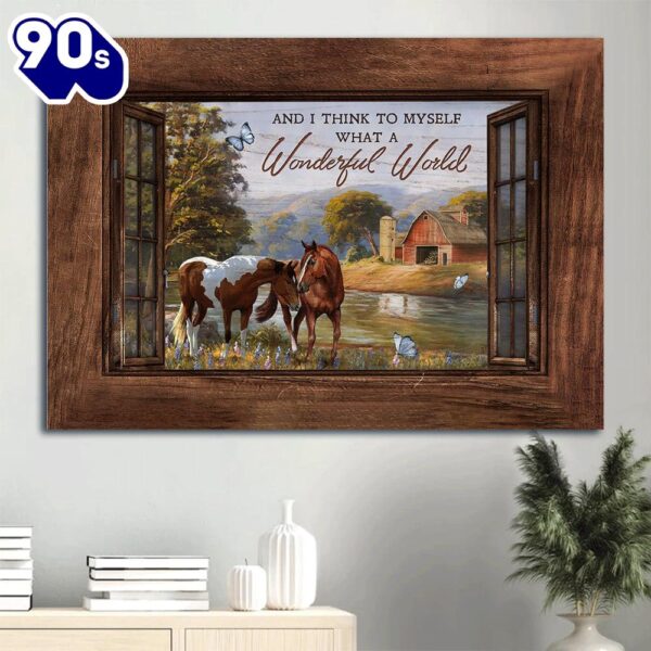 Dream Horse Beautiful River Wooden Window Canvas What A Wonderful World Canvas Wall Art  Poster Gift Christmas