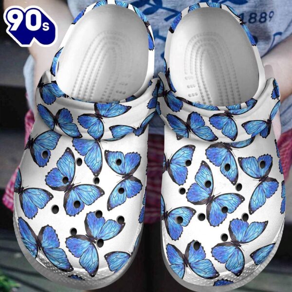 Dreamy Blue Butterflies Shoes Clogs Gifts For Daughter Birthday Women