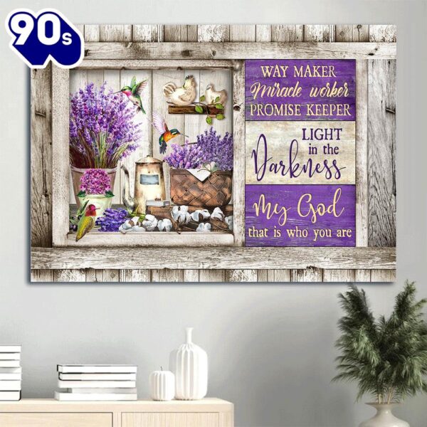 Dried Lavender Painting Colorful Hummingbird Canvas My God Is The Light In The Darkness Canvas Wall Art  Poster Gift Christmas