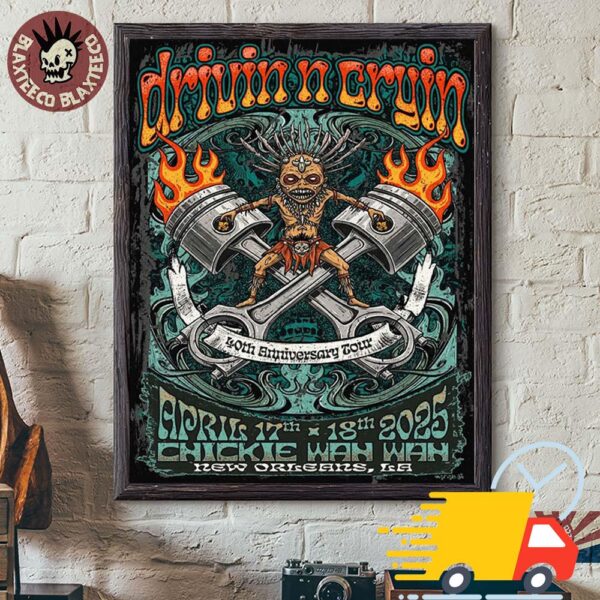 Drivin N Cryin 40th Anniversary Tour Poster For New Orleans Los Angeles On April 17 And 18 2025 Canvas