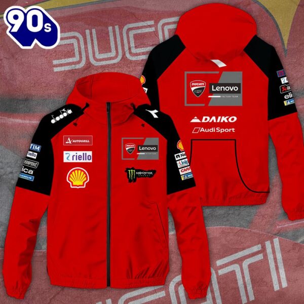 Ducati Lenovo Team 3D Windbreaker Jacket For Man And Women