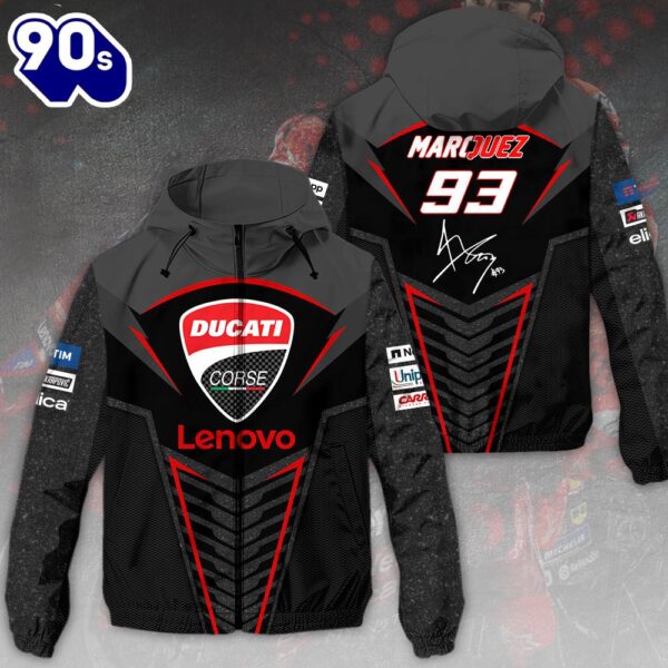 Ducati Lenovo Team x Marc Marquez 3D Windbreaker Jacket For Man And Women