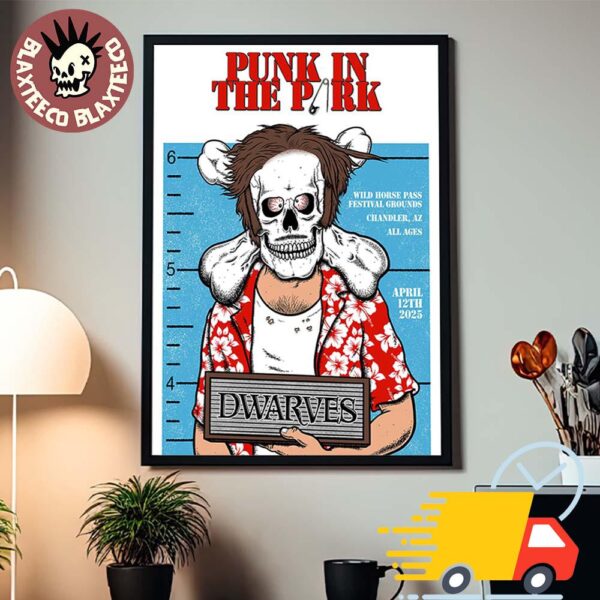 Dwarves At Punk In The Park Chandler Arizona 2025 Poster At Wild Horse Pass Festival Grounds On April 12 2025 Skull Head Mug Shot Canvas