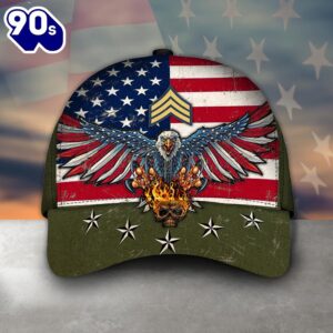 Eagle American Army With Rank Classic Cap  Gift For Veteran Day