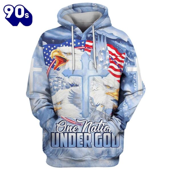 Eagle Christian Cross Jesus America One Nation Under God 3D Hoodies Jesus Hoodie