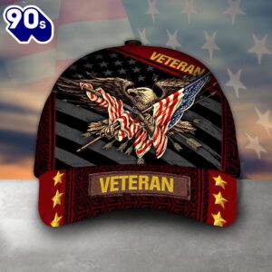 Eagle Holding US Flag Veteran Classic Cap  Gift For Veteran Day