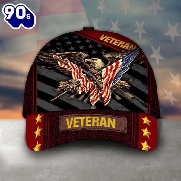 Eagle Holding US Flag Veteran Classic Cap  Gift For Veteran Day