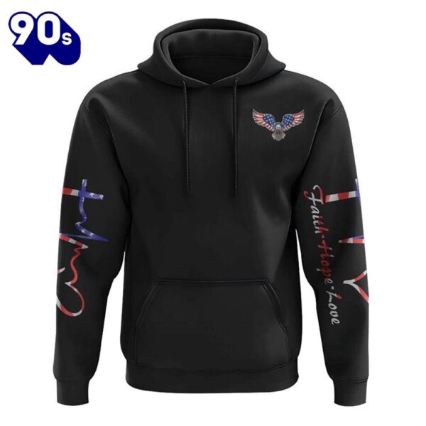 Eagle Melt Heart Cross 3D Hoodie