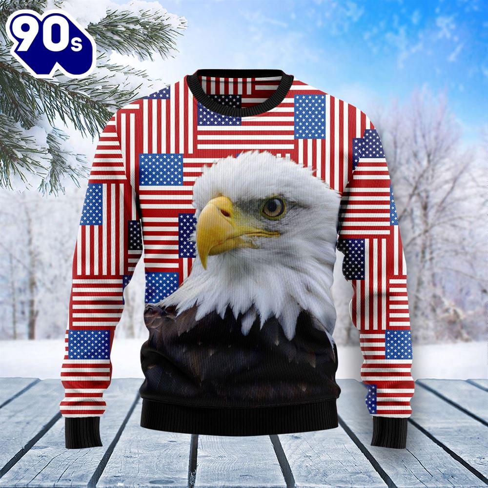 Christmas 2024 Eagle Usa Flag Ugly Christmas Sweater Christmas 2024 Eagle Usa Flag Ugly Christmas Sweater