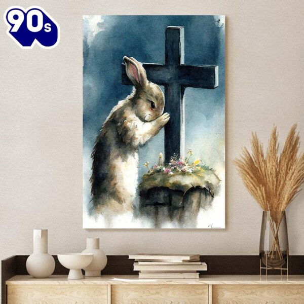 Easter Bunny Praying Easter Decorations Jesus Canvas Pictures