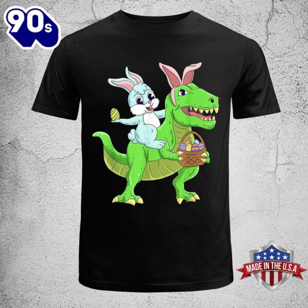 Easter Bunny Riding Dinosaur T Rex Easter Kids Boys Shirt, Easter Gift Idea