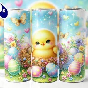 Easter Chick Nest 20 Oz Skinny Tumbler , Easter Sublimation, Easter Tumbler