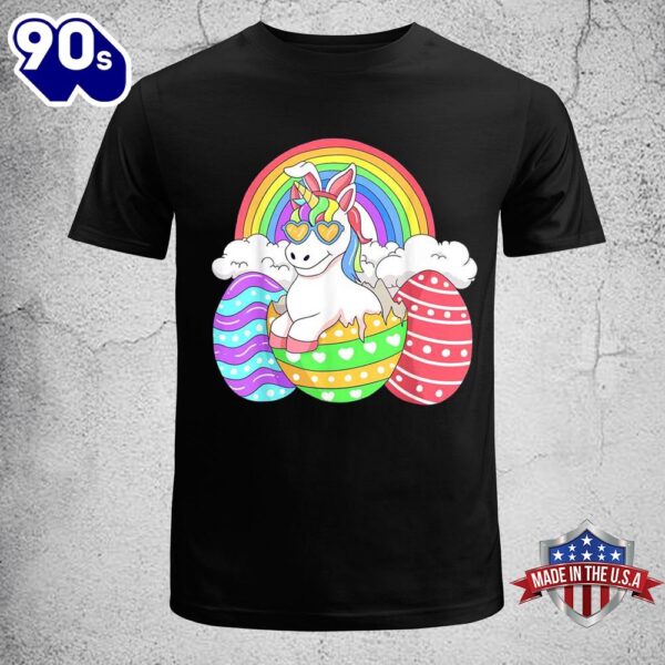 Easter Unicorn Shirt With Eggs Happy Easter Boys Girls Kids