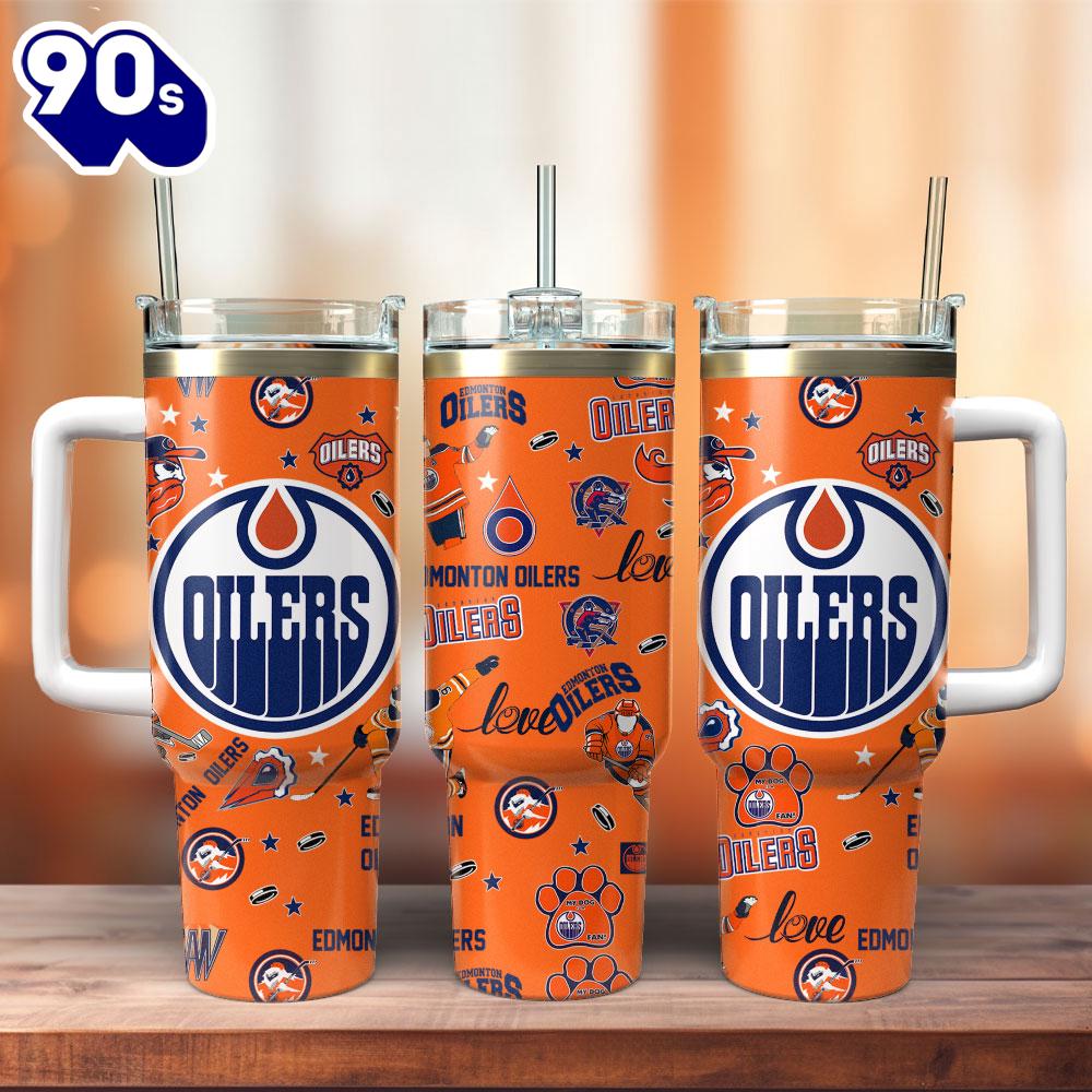 Edmonton Oilers Ice Hockey NHL Sport Custom Stanley Quencher 40oz Stainless Steel Tumbler With Handle - NHL Tumbler 40oz Edmonton Oilers Ice Hockey NHL Sport Custom Stanley Quencher 40oz Stainless Steel Tumbler With Handle - NHL Tumbler 40oz
