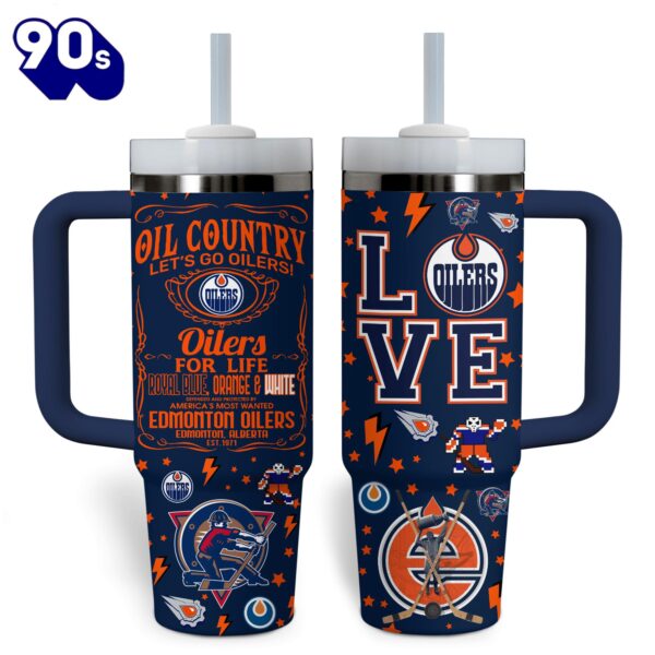 Edmonton Oilers NHL Custom Stanley Quencher 40oz Stainless Steel Tumbler With Handle  2 – NHL Tumbler 40oz