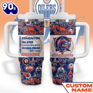 Edmonton Oilers NHL Custom Stanley Quencher 40oz Stainless Steel Tumbler With Handle  – NHL Tumbler 40oz