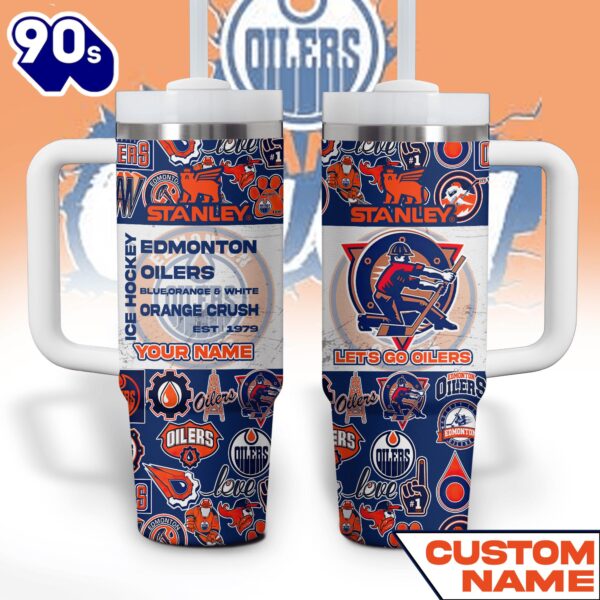 Edmonton Oilers NHL Custom Stanley Quencher 40oz Stainless Steel Tumbler With Handle  – NHL Tumbler 40oz