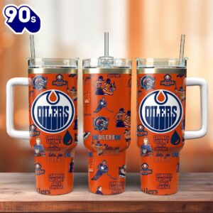 Edmonton Oilers NHL Sport Custom Stanley Quencher 40oz Stainless Steel Tumbler  – NHL Tumbler 40oz
