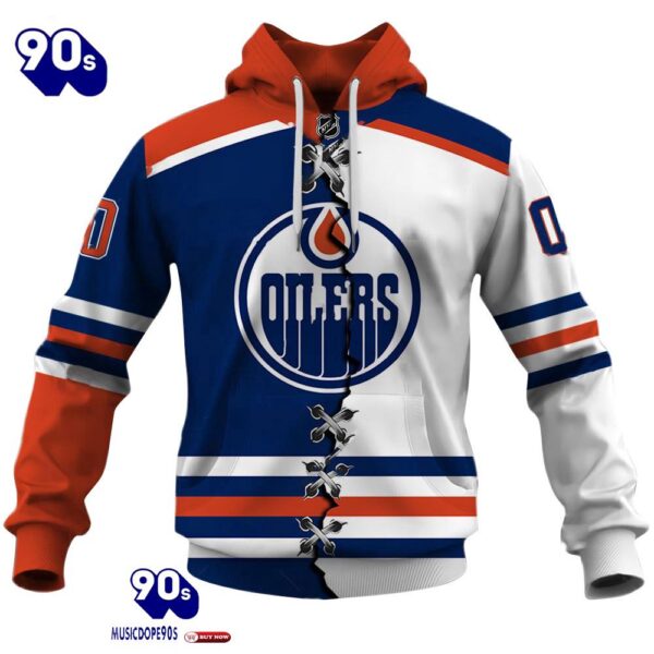 Edmonton Oilers Personalized NHL Mix Jersey Hoodie Set